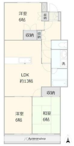 サンライズ中瀬(3LDK/3階)の間取り写真