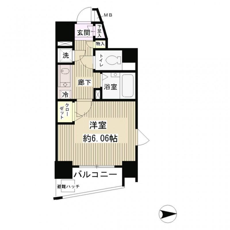 レジディア新中野(1K/9階)の間取り写真