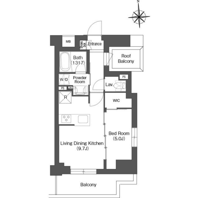 バウスステージ練馬豊玉(1LDK/5階)の間取り写真