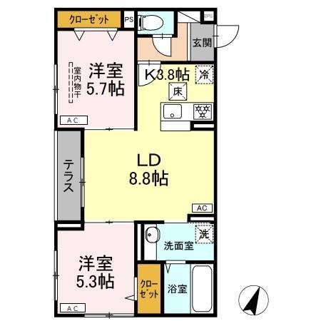 プランドール鷺宮(2LDK/1階)の間取り写真