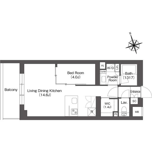 ルーウェ東大泉(1LDK/6階)の間取り写真