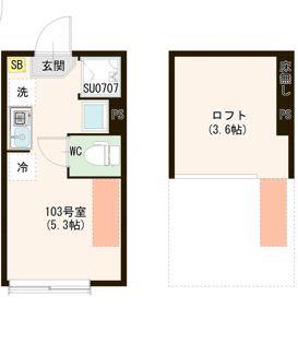 ハーモニーテラス上井草Ⅴ(ワンルーム/1階)の間取り写真