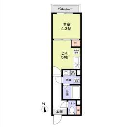 Jブラン関町(1DK/2階)の間取り写真