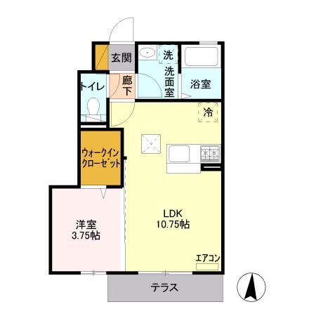 ポンテフィオーレ(1LDK/1階)の間取り写真