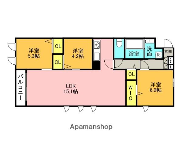THE BELUGA 世田谷 RESIDENCE(3LDK/2階)の間取り写真