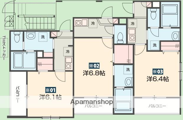 FOREST PARK HILLS(1K/3階)の間取り写真