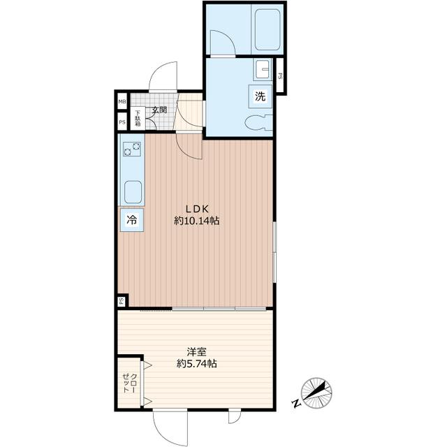 STRIPES 用賀Ⅱ(1LDK/2階)の間取り写真