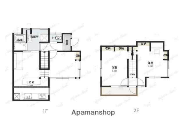 西武池袋・豊島線 大泉学園駅 バス乗車時間：15分 都民農園バス停で下車 徒歩9分 2階建 築62年(2LDK)の間取り写真