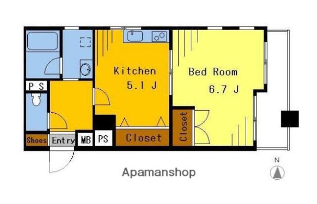 オーブビレッジ(1K/4階)の間取り写真