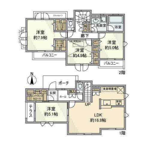 中央本線 武蔵小金井駅 バス乗車時間：16分 回田本通りバス停で下車 徒歩2分 2階建 築7年(4LDK)の間取り写真
