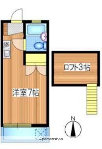 小谷戸フラワーハイム2(ワンルーム/2階)の間取り写真