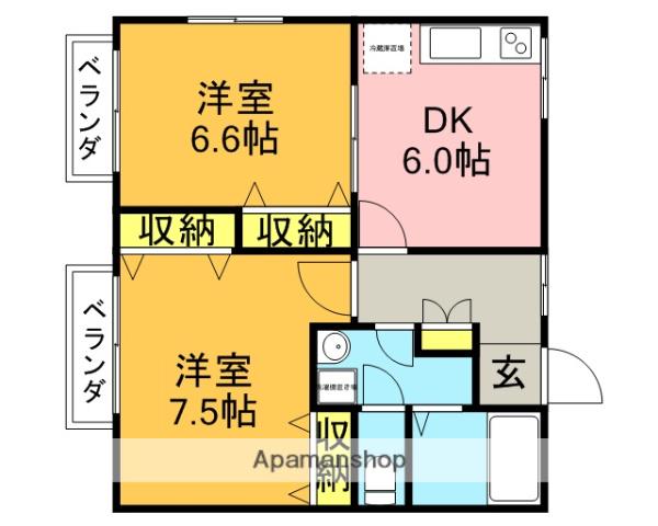 吉祥寺フラット(2DK/2階)の間取り写真