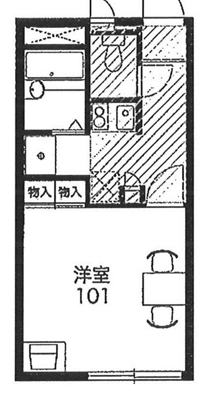 レオパレスエルパセオⅢ(1K/1階)の間取り写真
