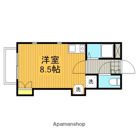 川島ハイムⅡ(ワンルーム/2階)の間取り写真