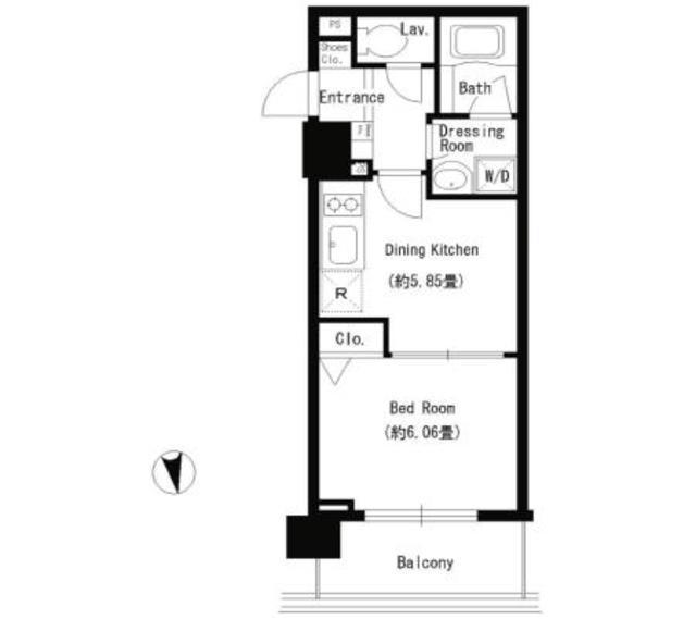 パークキューブ上野(1K/13階)の間取り写真