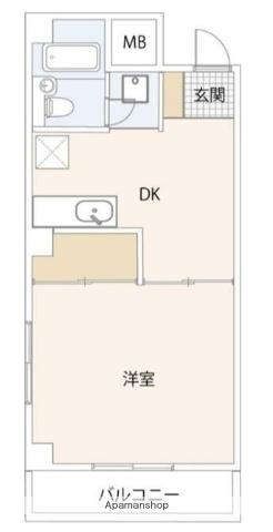 ハイブリッジA(1DK/2階)の間取り写真