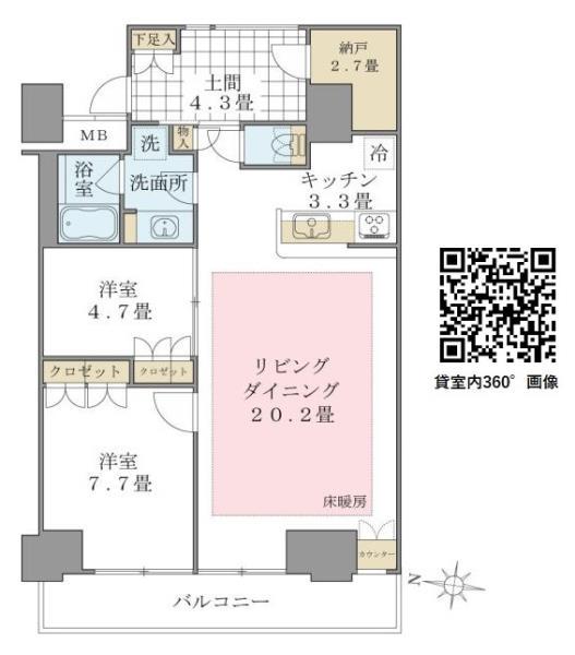 BRILLIA IST 東雲キャナルコート(2LDK/3階)の間取り写真