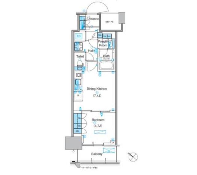 パークアクシス豊洲キャナル(1DK/8階)の間取り写真