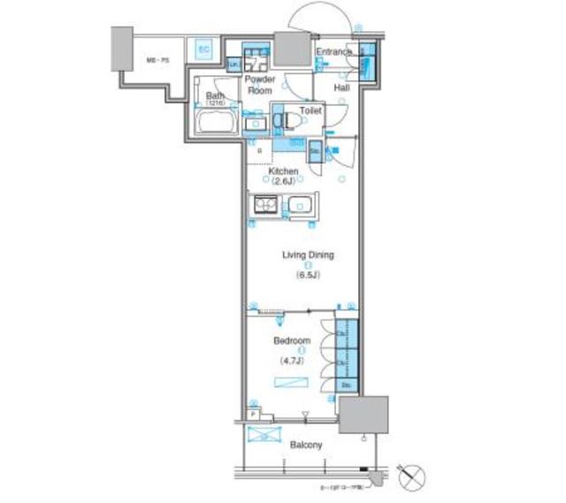 パークアクシス豊洲キャナル(1LDK/14階)の間取り写真
