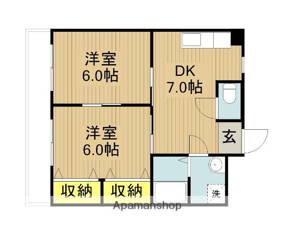 ガーデンフラッツ平井(2DK/3階)の間取り写真