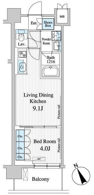 プレノ清澄庭園(1LDK/4階)の間取り写真