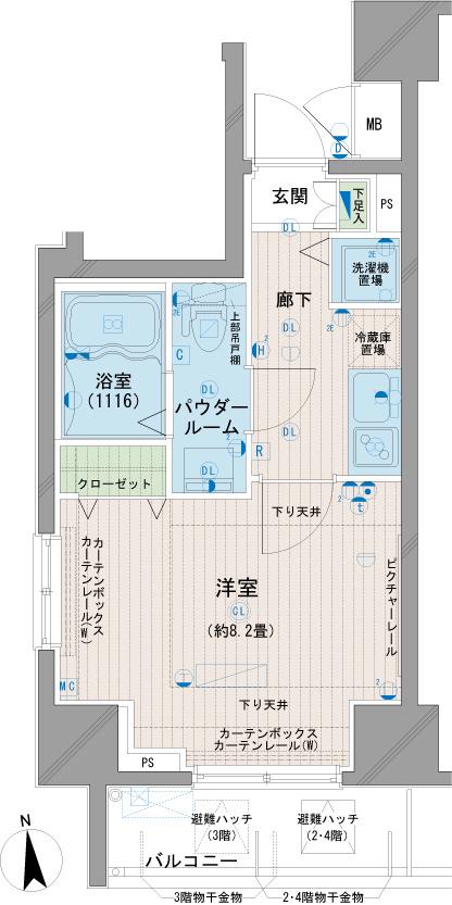 メインステージ浅草橋(1K/2階)の間取り写真