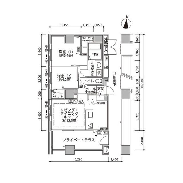 東雲キャナルコートCODAN19号棟(2LDK/13階)の間取り写真