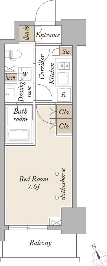 プライマル浅草言問通(1K/12階)の間取り写真