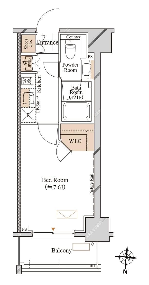 ブランシエスタ両国(1K/11階)の間取り写真