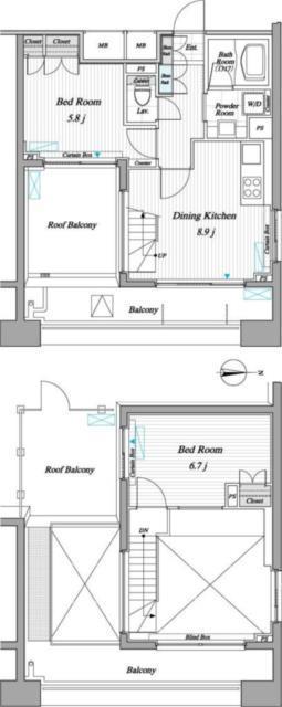 レジディア錦糸町Ⅱ(2DK/13階)の間取り写真