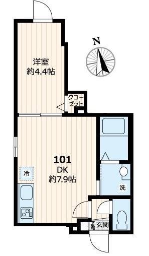 シグネチャープレイス(1DK/1階)の間取り写真