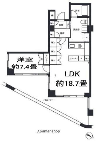 ヒューリック浅草一丁目(1LDK/4階)の間取り写真