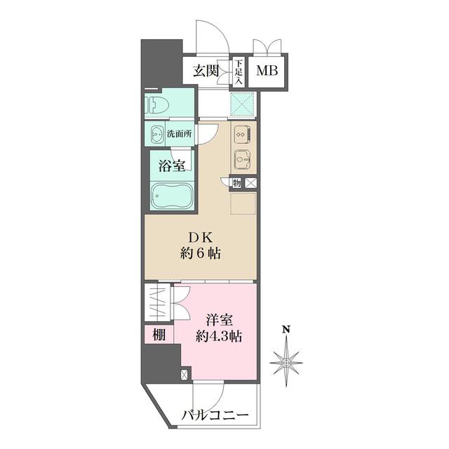 ルフォンプログレ元浅草マークス(1DK/4階)の間取り写真