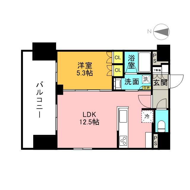 プラウドフラット亀戸(1LDK/9階)の間取り写真