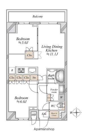 NIDO ASAKUSA(2LDK/10階)の間取り写真