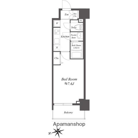 プレサンスブルーム浅草ノース(1K/2階)の間取り写真