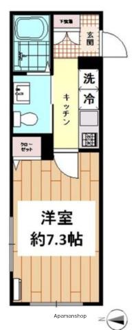 プルメリア(1K/1階)の間取り写真