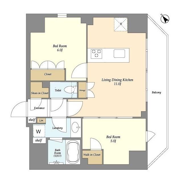 ルジェンテ・バリュ上野根岸(2LDK/7階)の間取り写真
