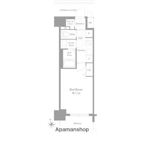 プレサンスブルーム浅草(1K/7階)の間取り写真