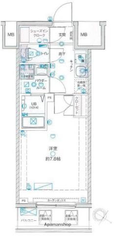 ジェノヴィア浅草Ⅳスカイガーデン(1K/3階)の間取り写真