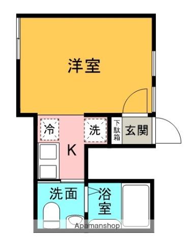 エスポワール高砂(ワンルーム/1階)の間取り写真