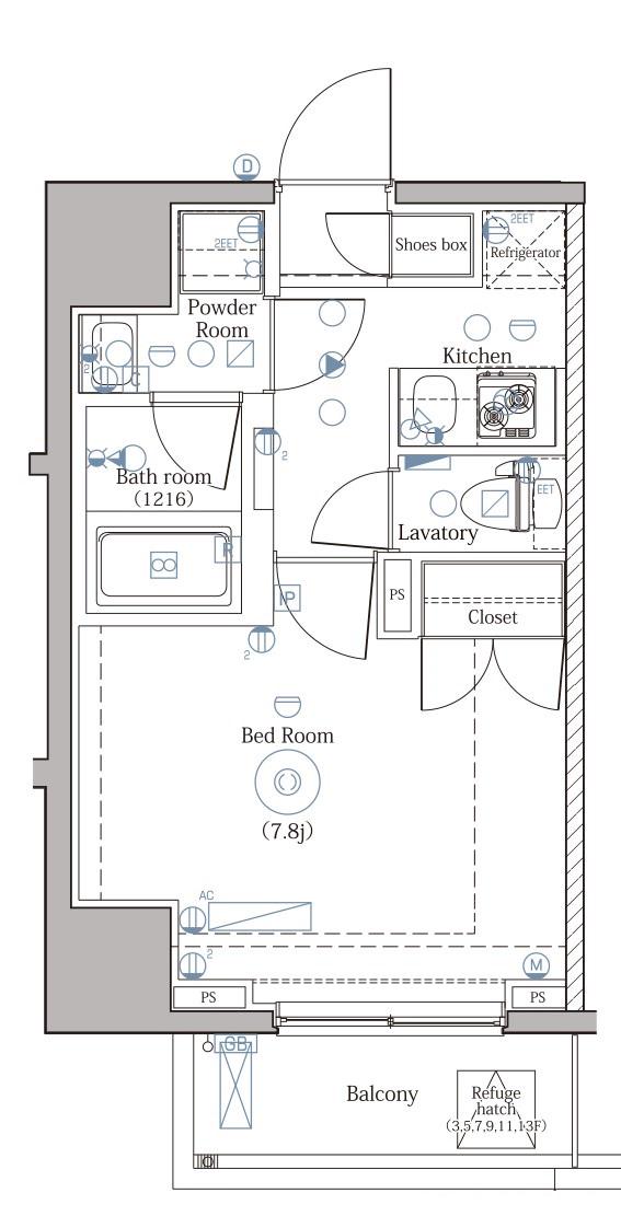 DIPS上野ノース(1K/10階)の間取り写真