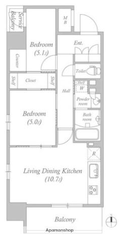 コスモグラシア三ノ輪(2LDK/7階)の間取り写真