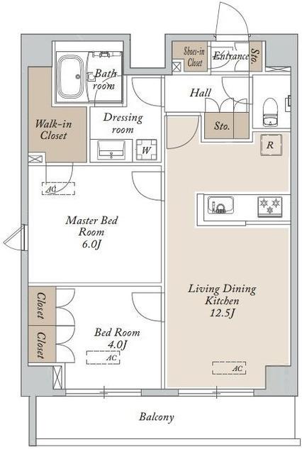 HF東尾久レジデンス(2LDK/5階)の間取り写真