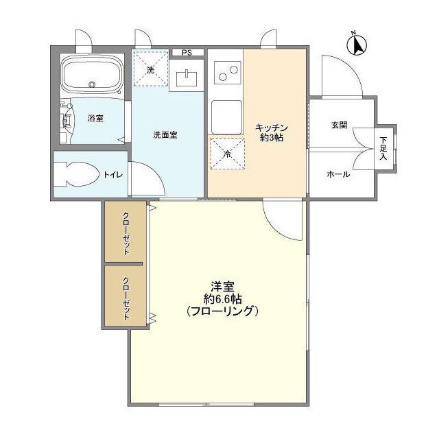 コモド本木(1K/1階)の間取り写真
