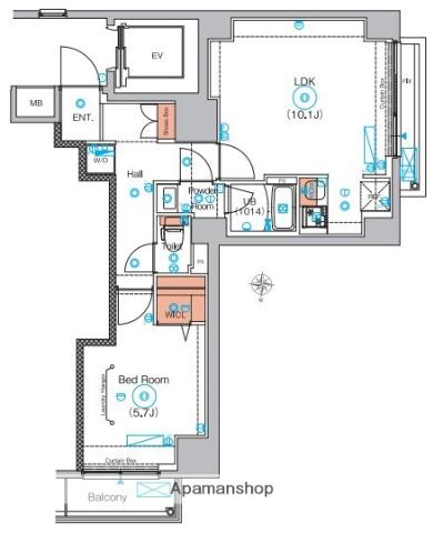 エストゥルース浅草(1LDK/8階)の間取り写真