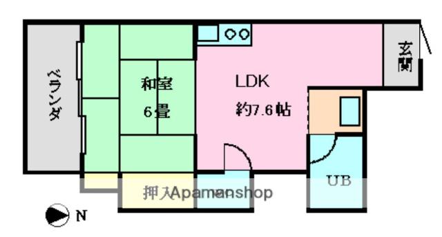 コスモピアビル(1DK/6階)の間取り写真