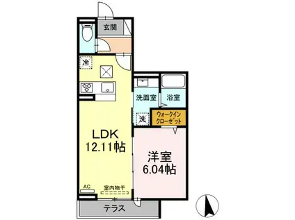 レクシア松江(1LDK/1階)の間取り写真