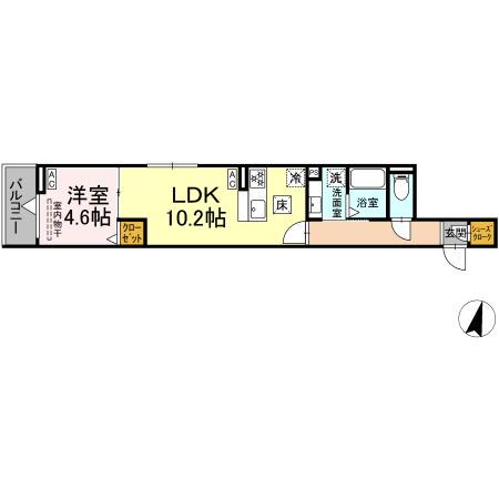 グラナーデ西瑞江(1LDK/1階)の間取り写真