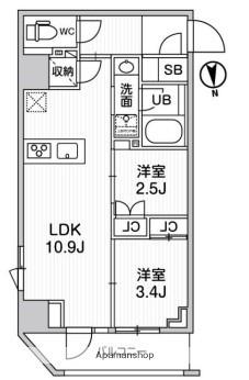 NIDO SHIN-OKACHIMACHI(2LDK/2階)の間取り写真